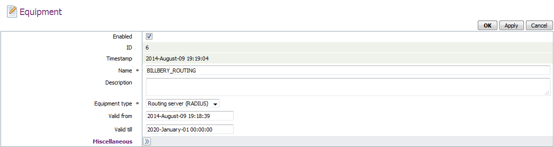 BILLBERY_ROUTING parameters