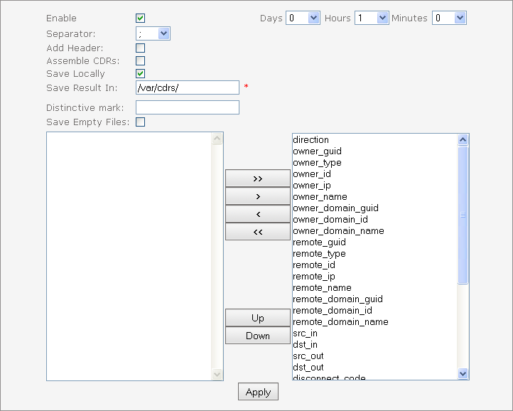 Export xDRs settings