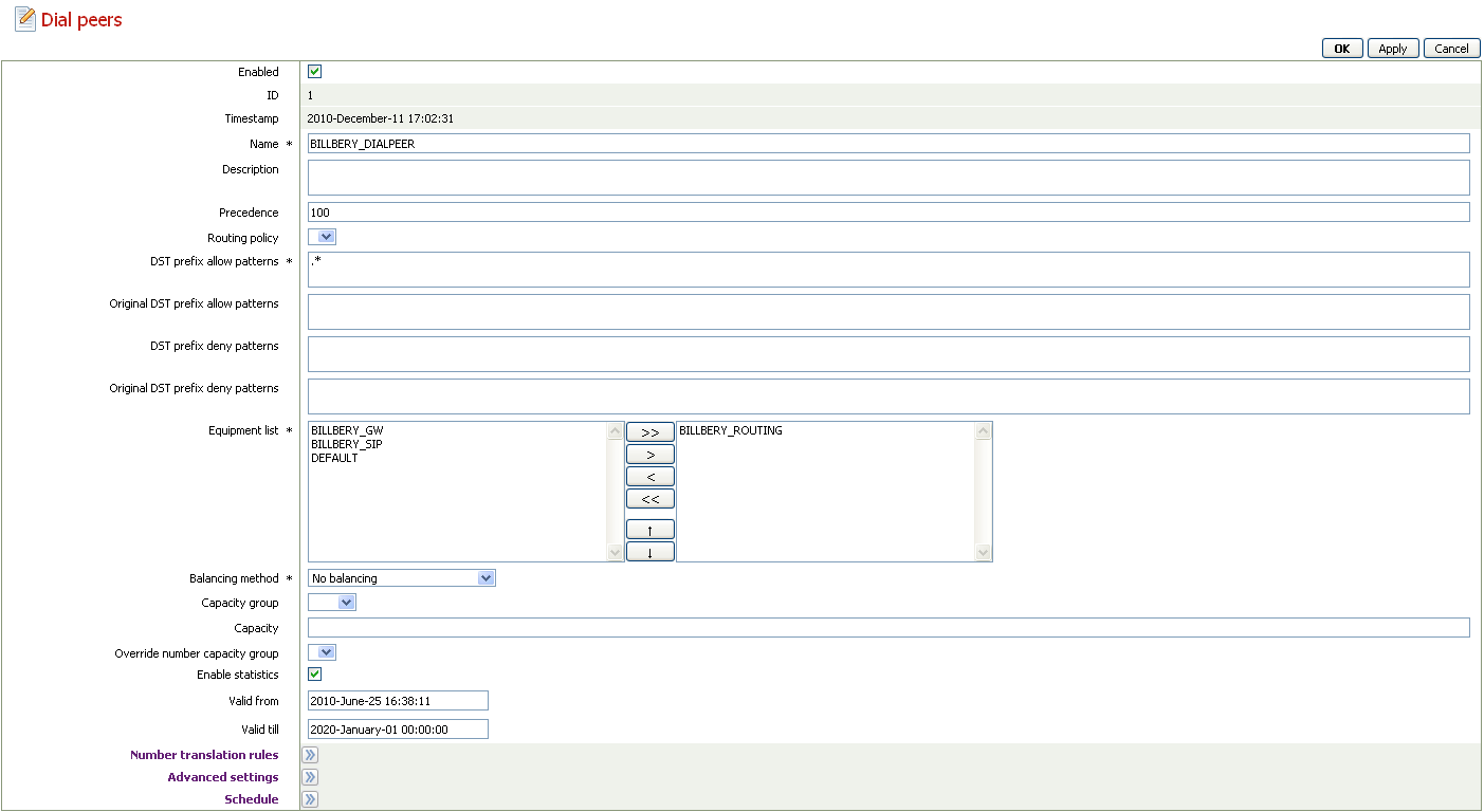 Routing dial peer