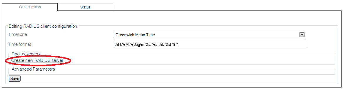 RADIUS server create