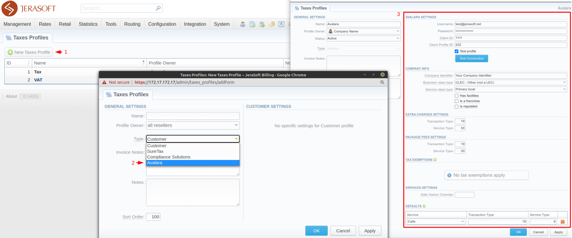 Adding an Avalara Taxes Profile