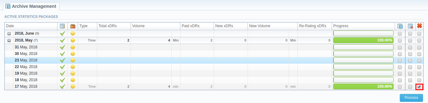 Archive Management settings