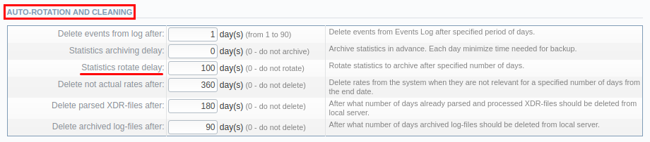 Settings section/Auto-Rotation and Cleaning sub-panel