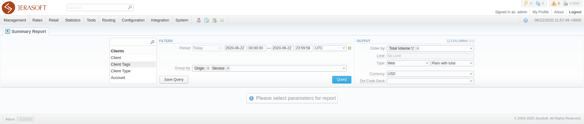 Summary Report section