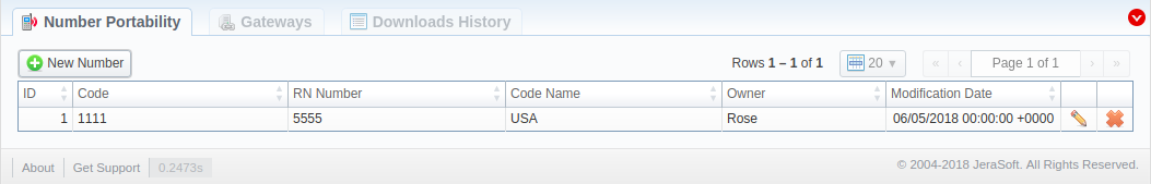 Number Portability section