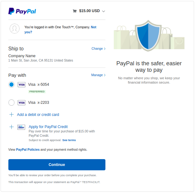 PayPal application