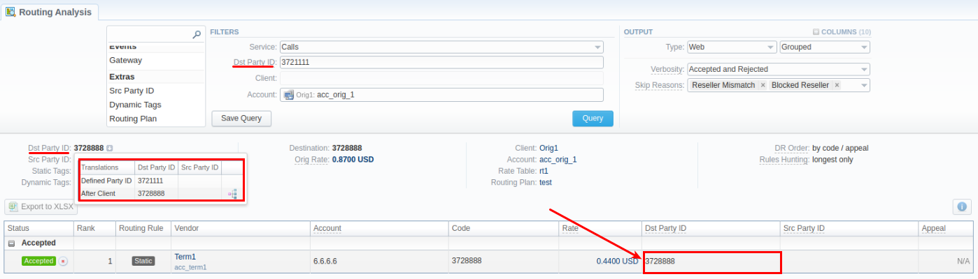 Routing Analysis section