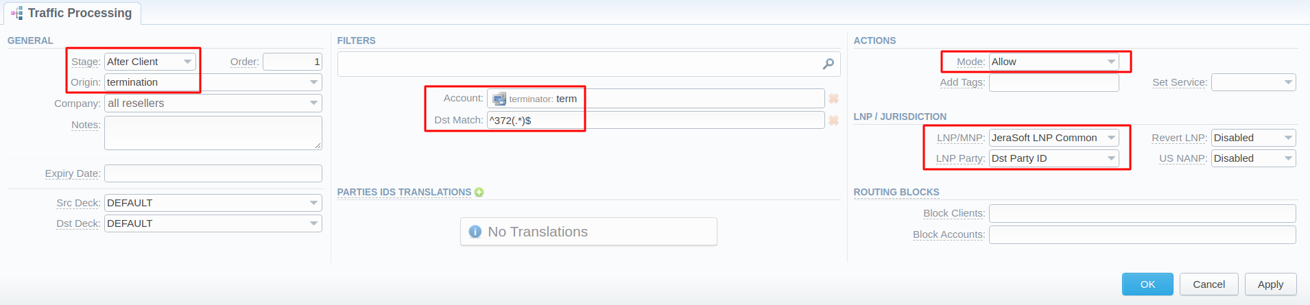 Termination TP Rule