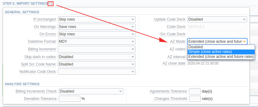 Import settings