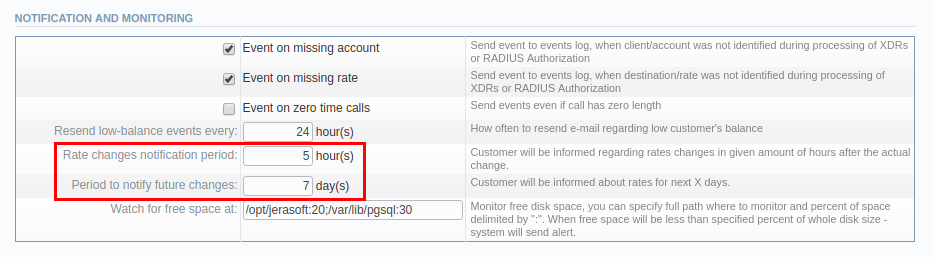 Notification and monitoring information block