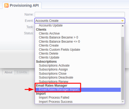 Email Rates Manager handler in Provisioning API