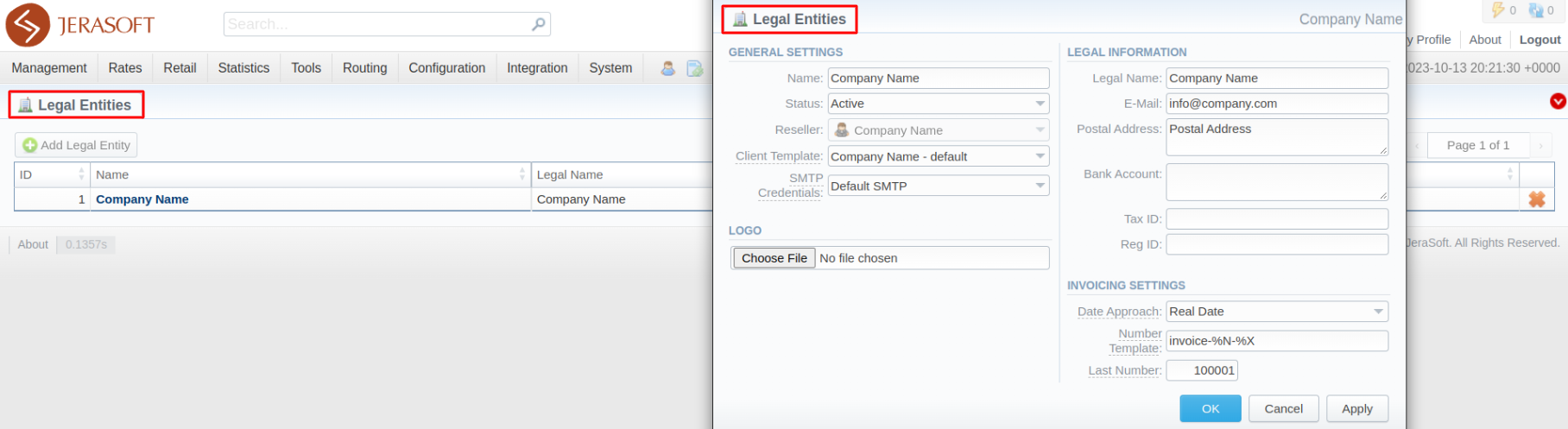 Legal Entities section