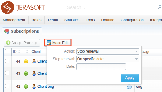 Mass edit functionality