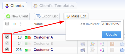 Mass edit functionality