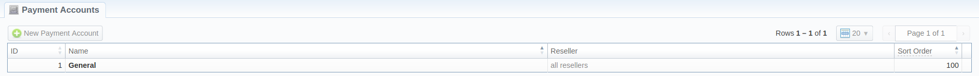 Payment Accounts section