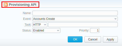 Provisioning section/Handler adding form