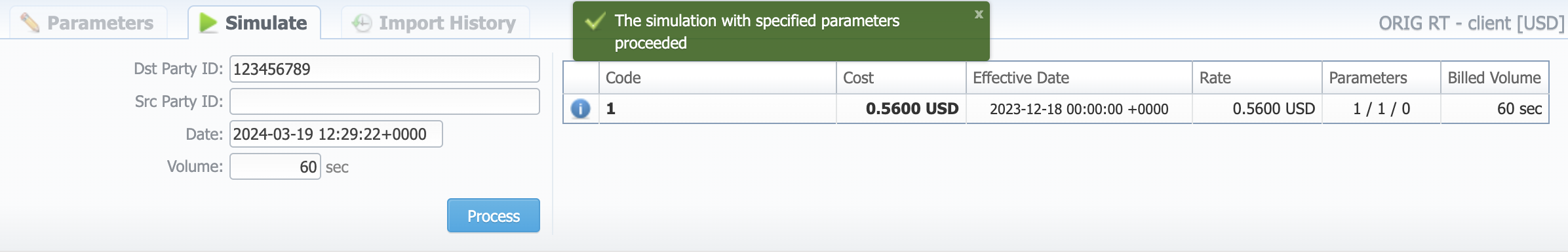 Event simulating results