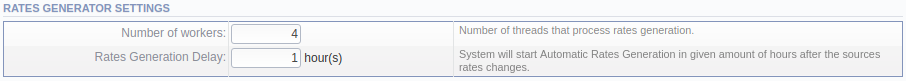 Rates Generator Settings window