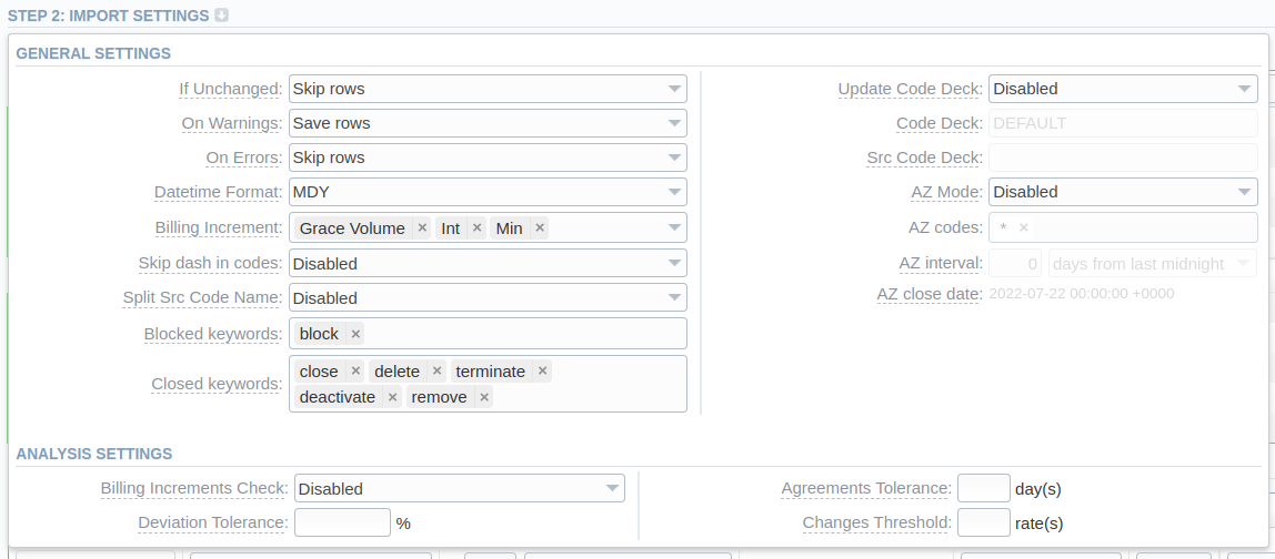 Advanced settings