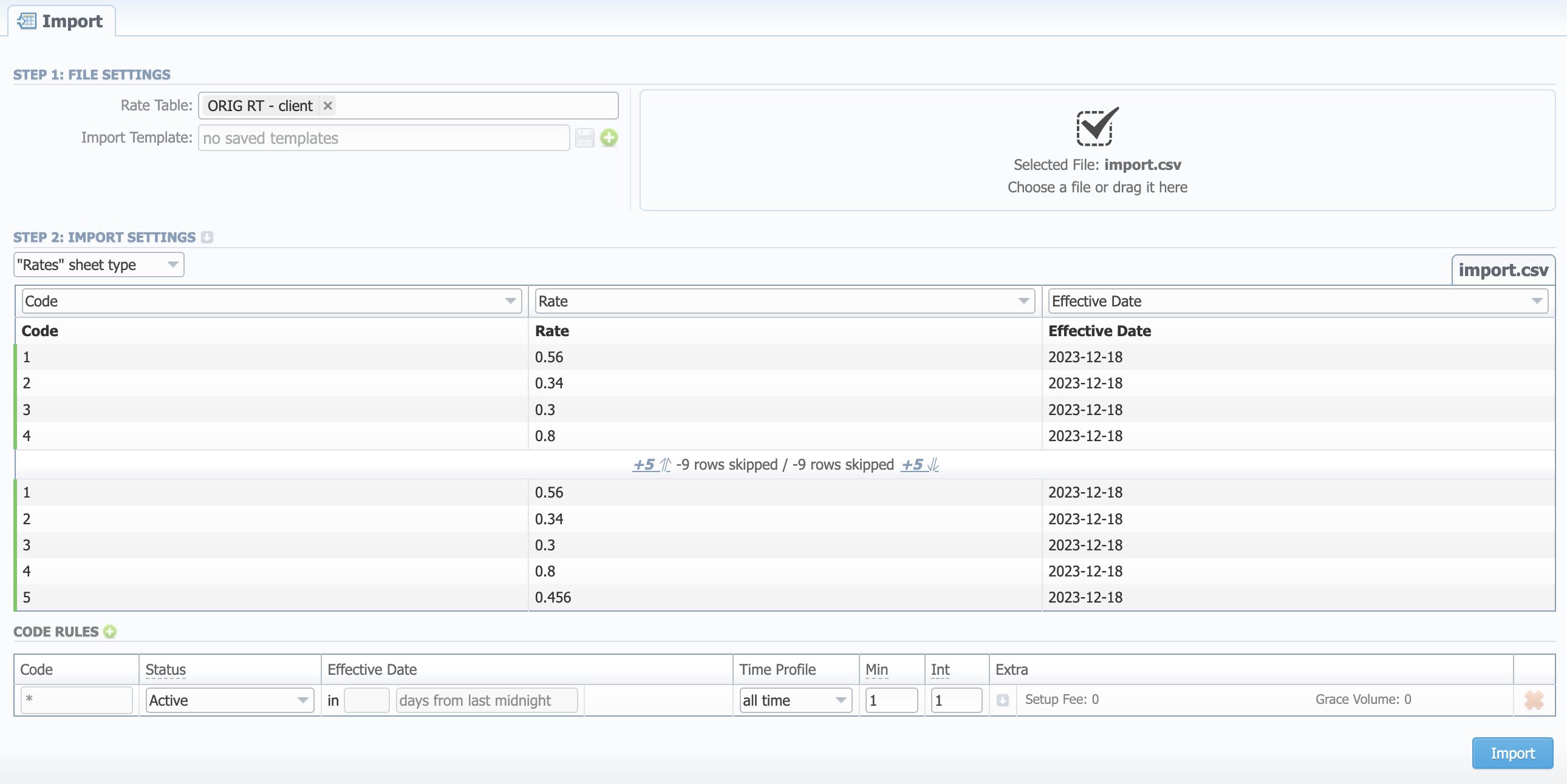 Step 2. Import Settings