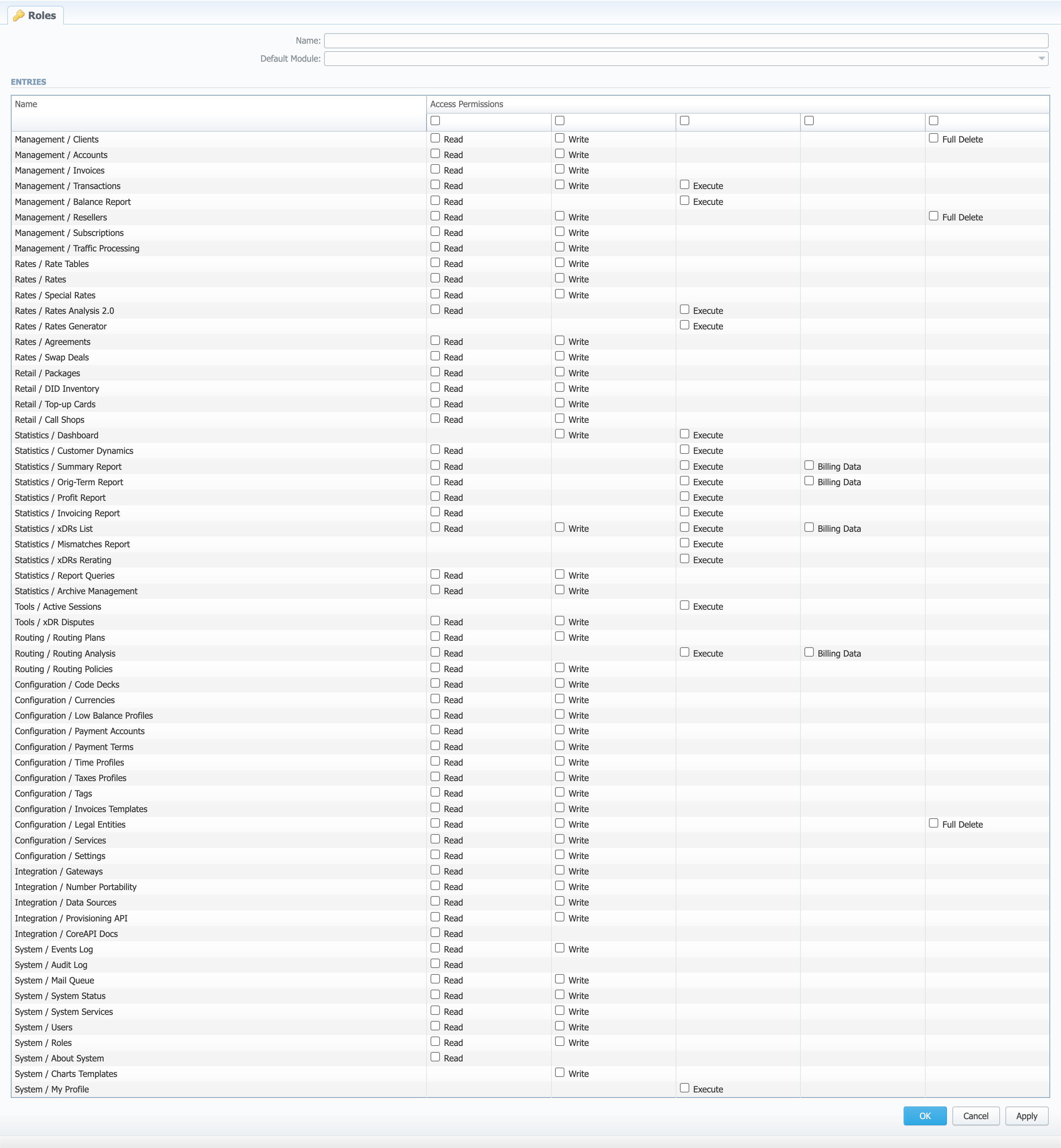 Adding a new role window