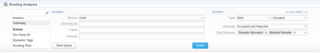 Routing Analysis form