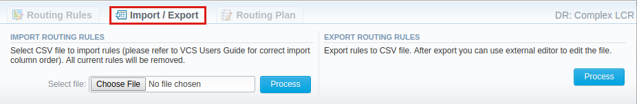 Import/Export tab