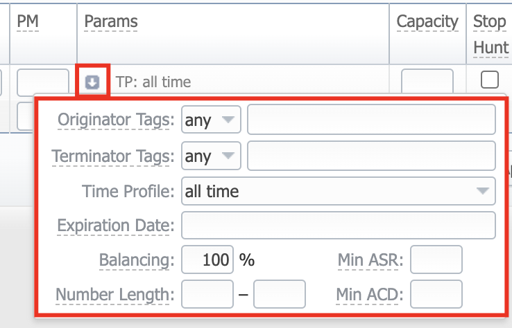 Routing rules settings