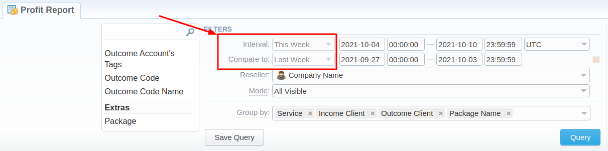 profit report query form