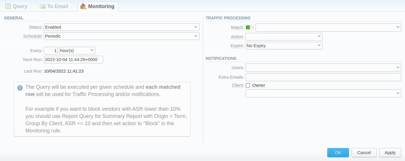 monitoring tab