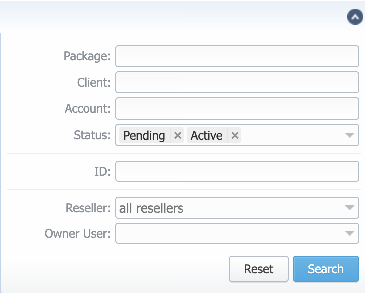 Advanced Search drop-down menu
