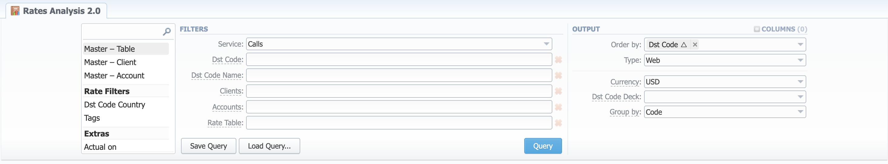 Rates Analysis section