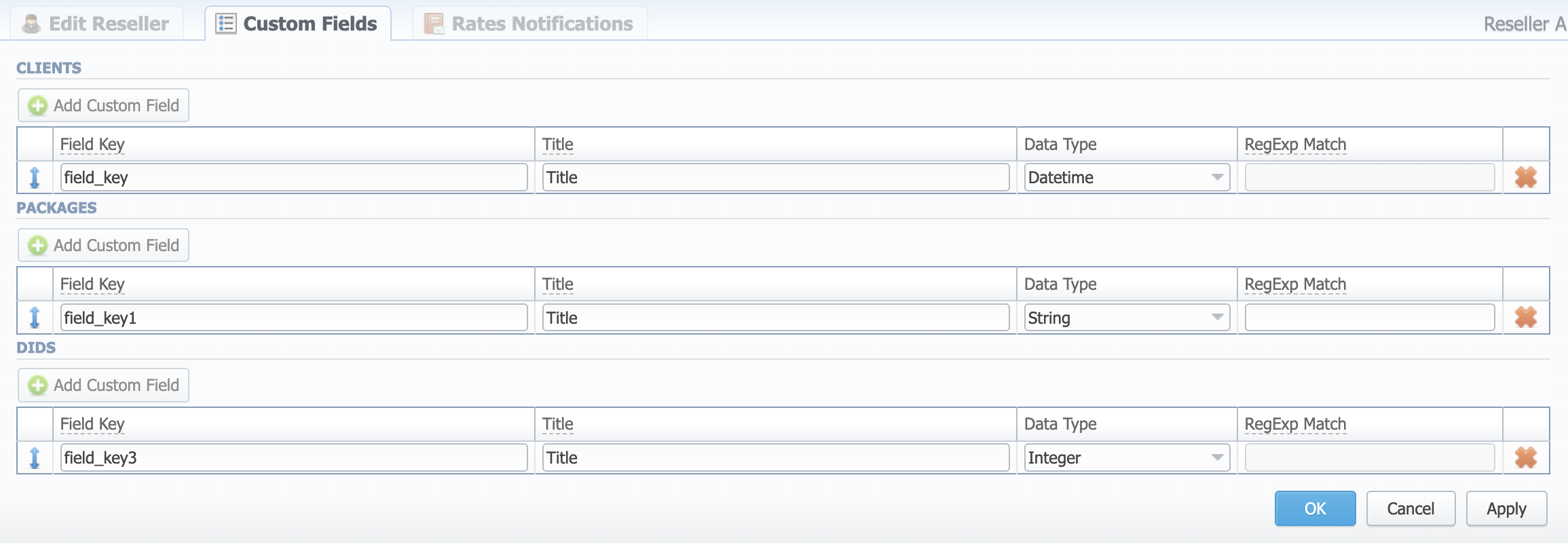 custom fields