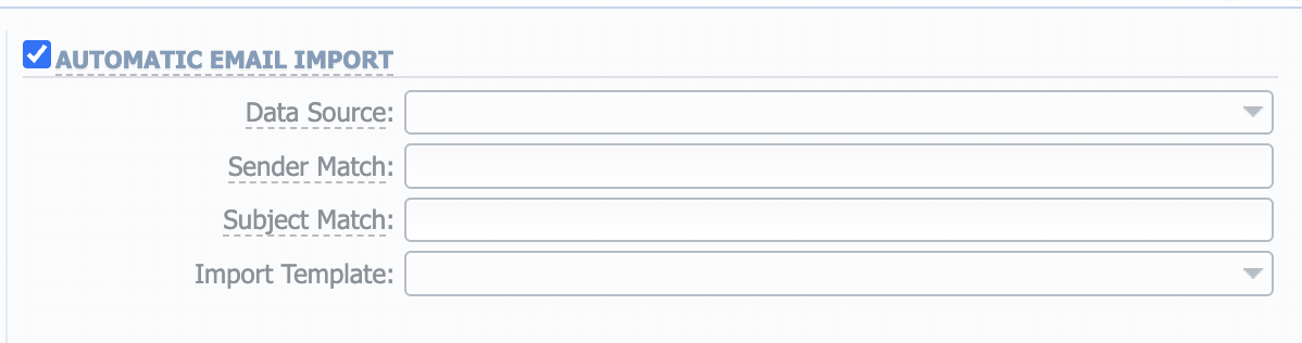 Automatic Email Import checkbox